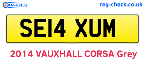 SE14XUM are the vehicle registration plates.