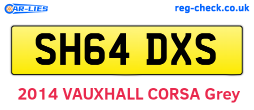 SH64DXS are the vehicle registration plates.