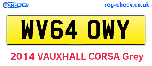 WV64OWY are the vehicle registration plates.
