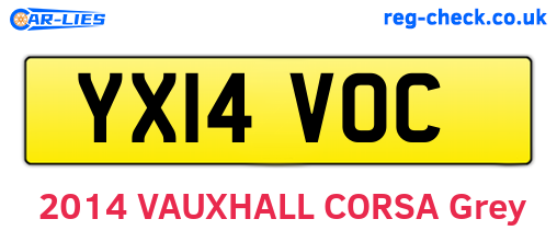 YX14VOC are the vehicle registration plates.