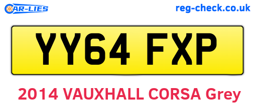 YY64FXP are the vehicle registration plates.
