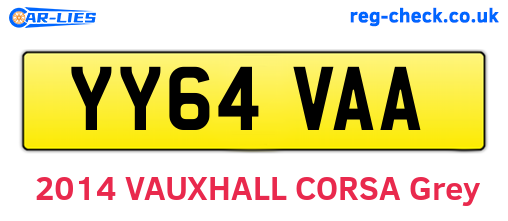 YY64VAA are the vehicle registration plates.