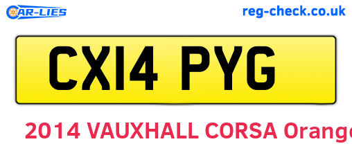 CX14PYG are the vehicle registration plates.