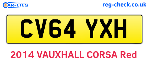 CV64YXH are the vehicle registration plates.
