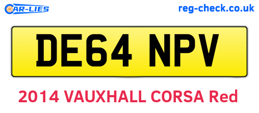 DE64NPV are the vehicle registration plates.