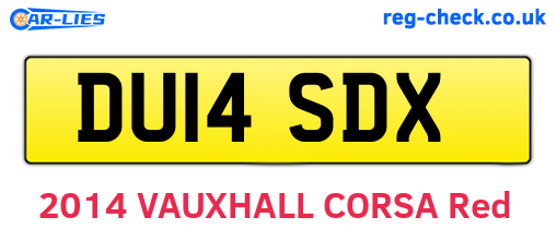 DU14SDX are the vehicle registration plates.