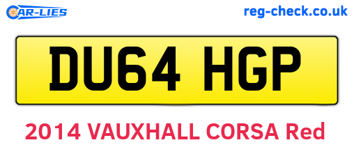 DU64HGP are the vehicle registration plates.