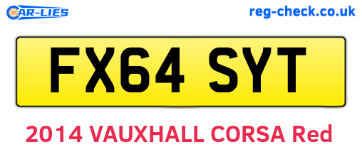 FX64SYT are the vehicle registration plates.