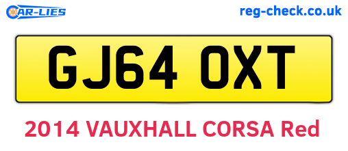 GJ64OXT are the vehicle registration plates.
