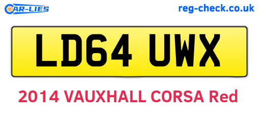 LD64UWX are the vehicle registration plates.