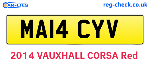 MA14CYV are the vehicle registration plates.