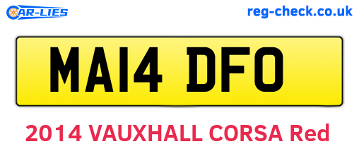 MA14DFO are the vehicle registration plates.
