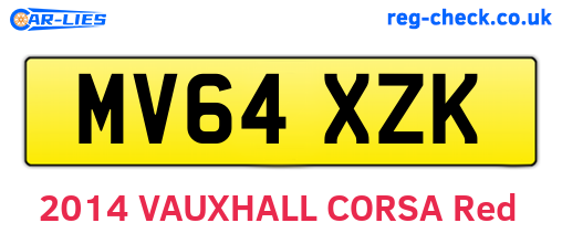 MV64XZK are the vehicle registration plates.