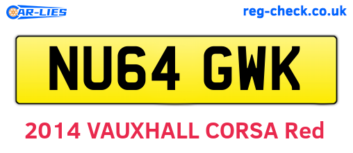 NU64GWK are the vehicle registration plates.