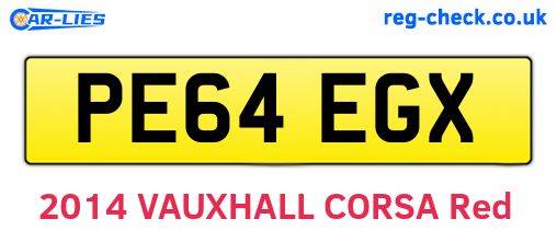 PE64EGX are the vehicle registration plates.