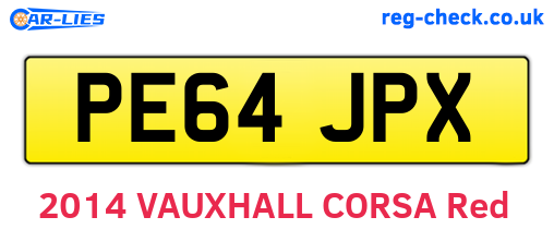 PE64JPX are the vehicle registration plates.