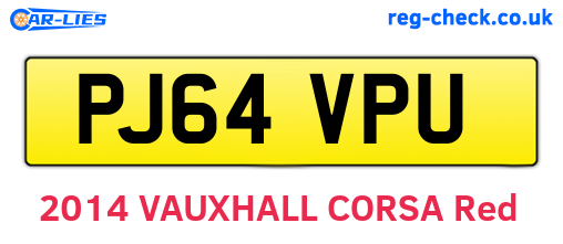 PJ64VPU are the vehicle registration plates.