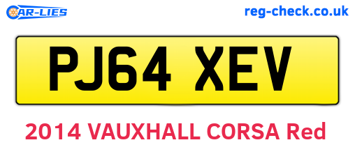 PJ64XEV are the vehicle registration plates.