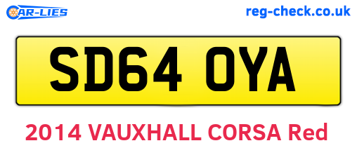 SD64OYA are the vehicle registration plates.