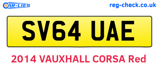 SV64UAE are the vehicle registration plates.