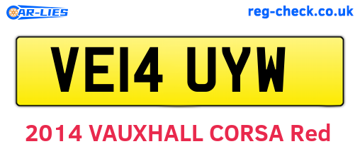 VE14UYW are the vehicle registration plates.