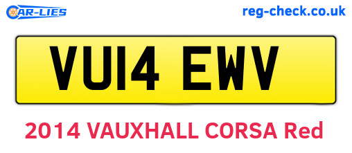 VU14EWV are the vehicle registration plates.