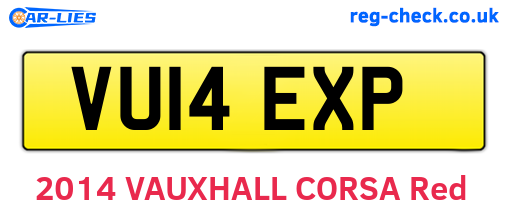 VU14EXP are the vehicle registration plates.