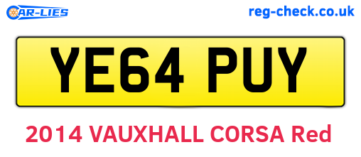 YE64PUY are the vehicle registration plates.