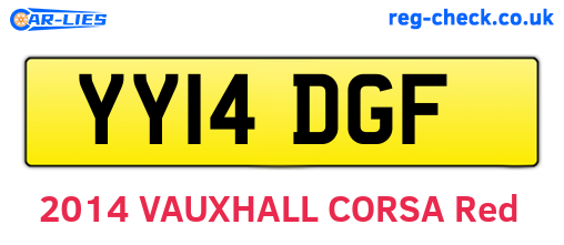 YY14DGF are the vehicle registration plates.