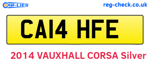 CA14HFE are the vehicle registration plates.