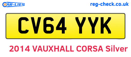CV64YYK are the vehicle registration plates.