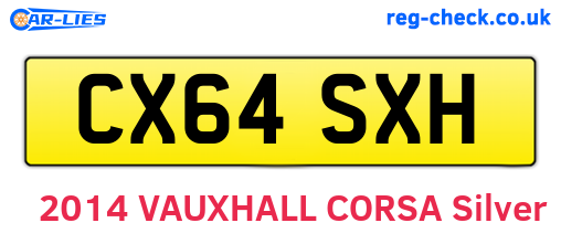 CX64SXH are the vehicle registration plates.