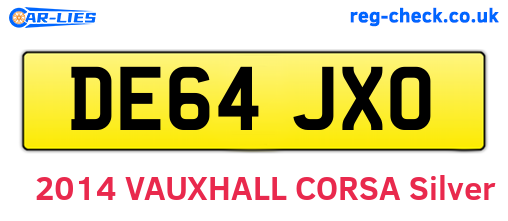 DE64JXO are the vehicle registration plates.