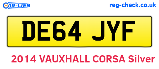 DE64JYF are the vehicle registration plates.