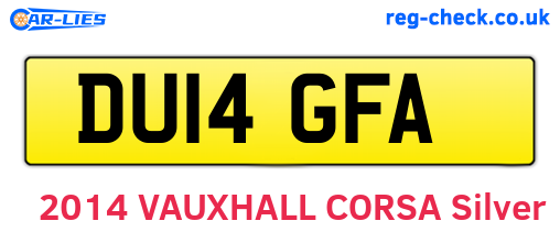 DU14GFA are the vehicle registration plates.