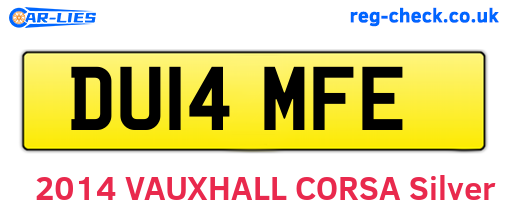 DU14MFE are the vehicle registration plates.