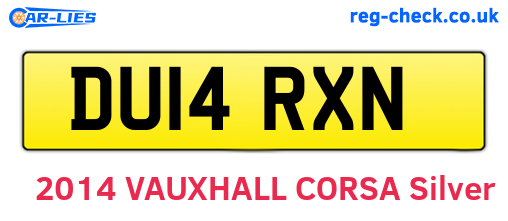 DU14RXN are the vehicle registration plates.