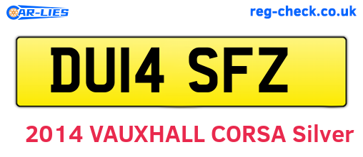 DU14SFZ are the vehicle registration plates.
