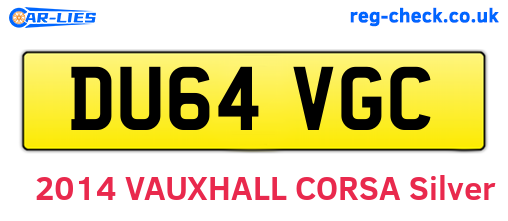 DU64VGC are the vehicle registration plates.