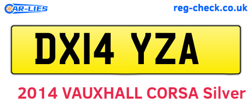 DX14YZA are the vehicle registration plates.