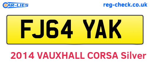 FJ64YAK are the vehicle registration plates.