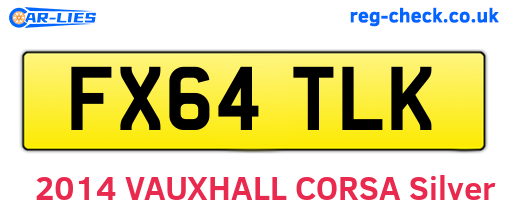 FX64TLK are the vehicle registration plates.