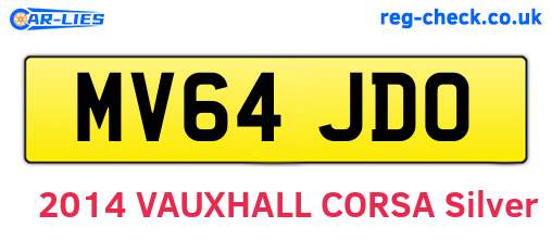 MV64JDO are the vehicle registration plates.