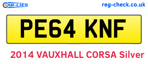 PE64KNF are the vehicle registration plates.