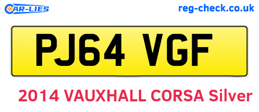 PJ64VGF are the vehicle registration plates.