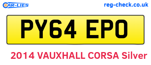 PY64EPO are the vehicle registration plates.