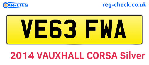 VE63FWA are the vehicle registration plates.