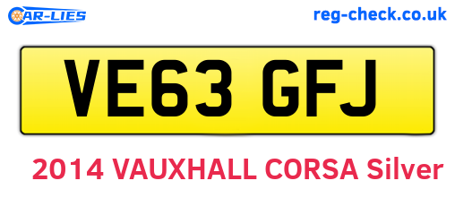 VE63GFJ are the vehicle registration plates.