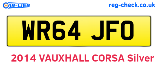 WR64JFO are the vehicle registration plates.