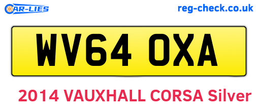 WV64OXA are the vehicle registration plates.